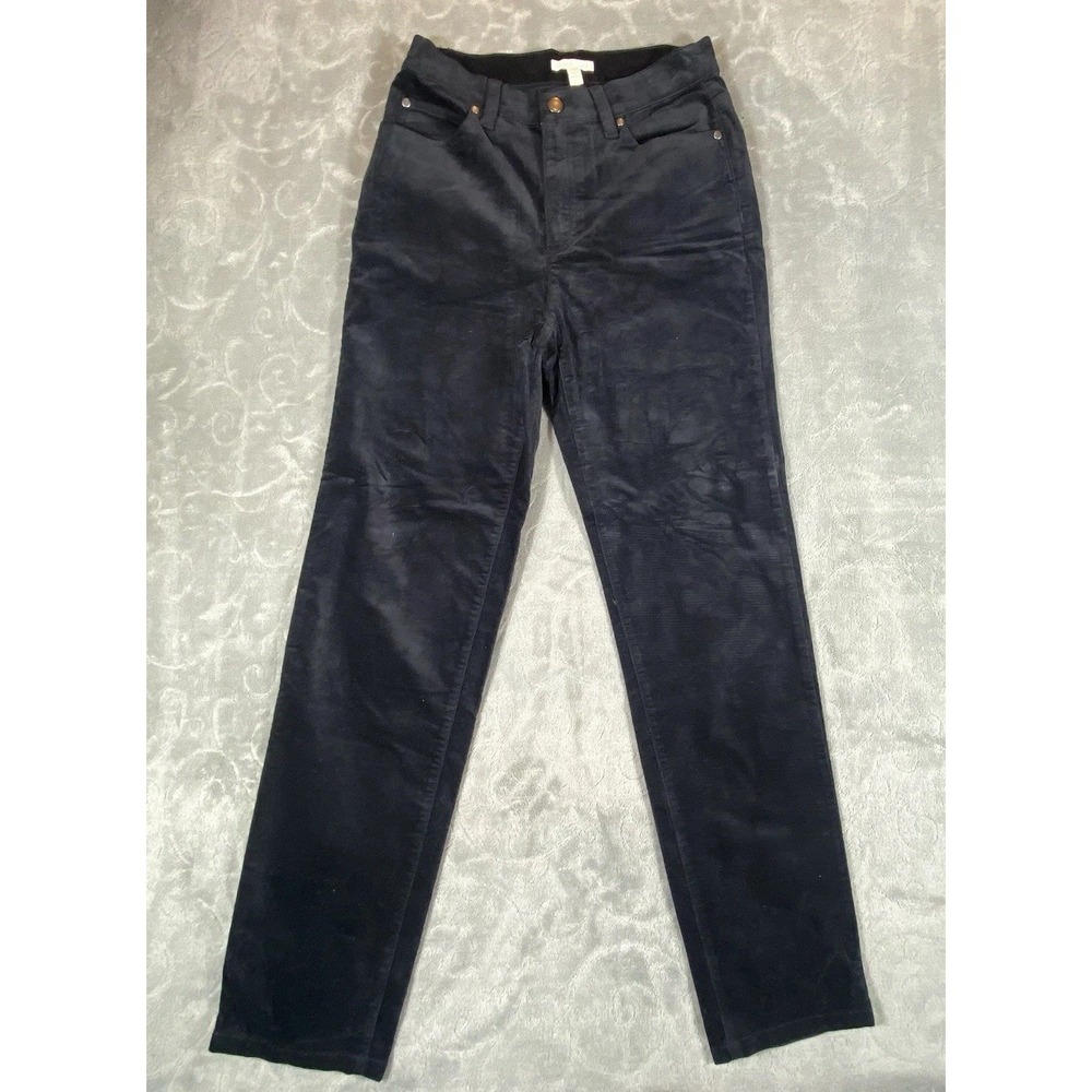 EILEEN FISHER Pants XXS Velvet Tapered Leg Zip Black Organic Cotton Stretch